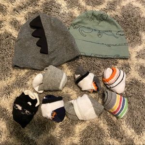 Baby hats, socks, mittens